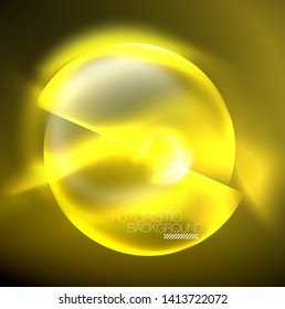 Vector glowing neon circles abstract background, modern template