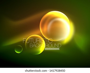 Vector glowing neon circles abstract background, modern template