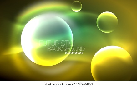 Vector glowing neon circles abstract background, modern template