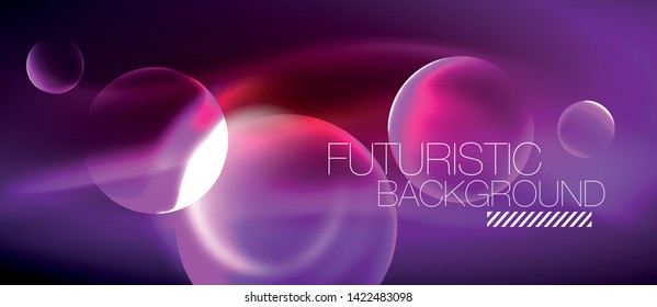 Vector glowing neon circles abstract background, modern template