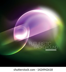Vector glowing neon circles abstract background, modern template