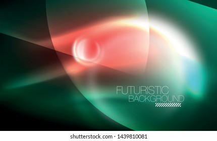 Vector glowing neon circles abstract background, modern template