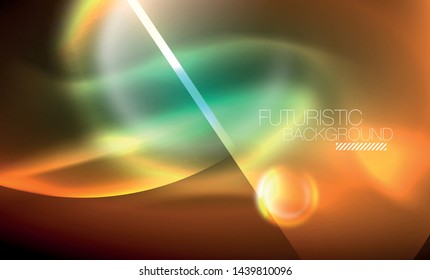 Vector glowing neon circles abstract background, modern template