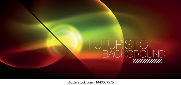 Vector glowing neon circles abstract background, modern template