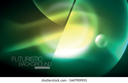 Vector glowing neon circles abstract background, modern template