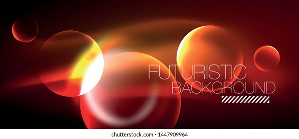 Vector glowing neon circles abstract background, modern template