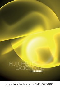 Vector glowing neon circles abstract background, modern template