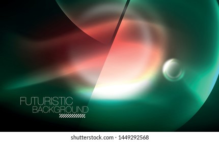 Antecedentes abstractos de los círculos de neón brillante vectoriales, plantilla moderna