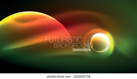 Vector glowing neon circles abstract background, modern template