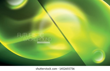 Vector glowing neon circles abstract background, modern template