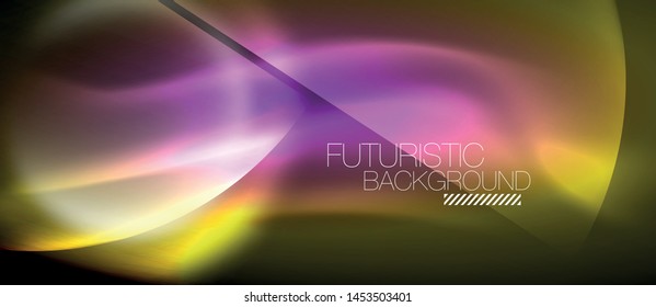 Vector glowing neon circles abstract background, modern template