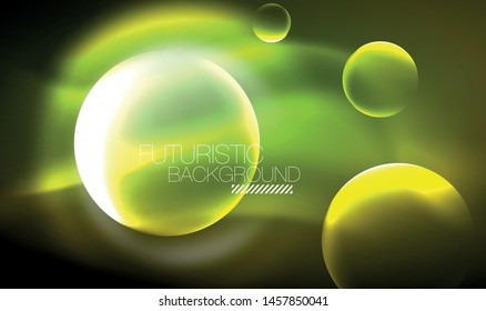 Vector glowing neon circles abstract background, modern template