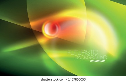 Vector glowing neon circles abstract background, modern template