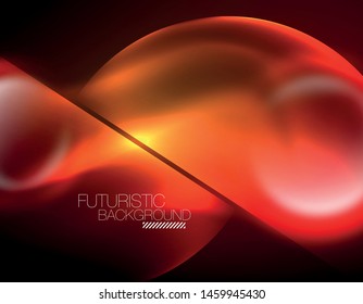 Vector glowing neon circles abstract background, modern template