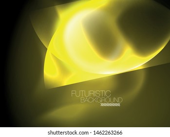 Vector glowing neon circles abstract background, modern template