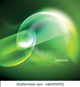 Vector glowing neon circles abstract background, modern template