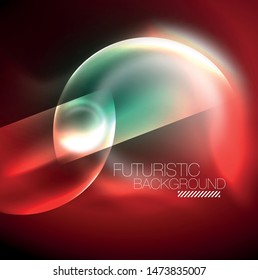 Vector glowing neon circles abstract background, modern template