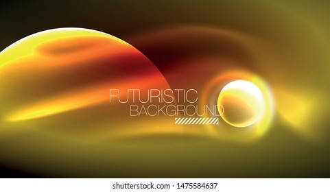 Vector glowing neon circles abstract background, modern template