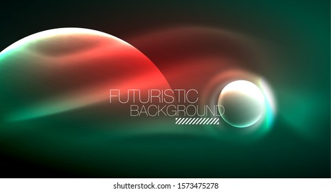 Vector glowing neon circles abstract background, modern template