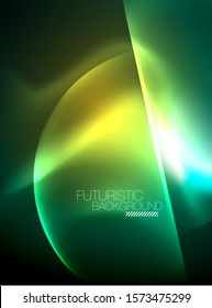 Vector glowing neon circles abstract background, modern template