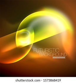 Vector glowing neon circles abstract background, modern template