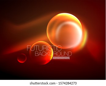 Vector glowing neon circles abstract background, modern template