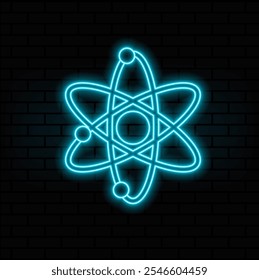 Vector glowing neon lights atom model.