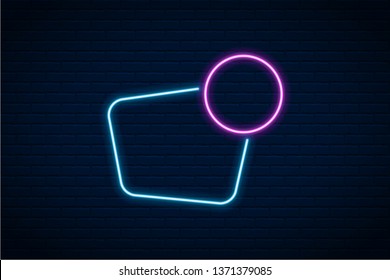Vector glowing neon  on dark brick wall background.