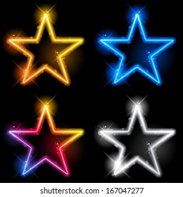 Vector - Estrelas de Neon Brilhante Conjunto de Quatro