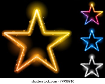 Vector - Glowing Neon Stars Set of Four