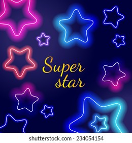 Vector - Glowing Neon Stars Super star