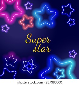 Vector - Glowing Neon Stars Super Star