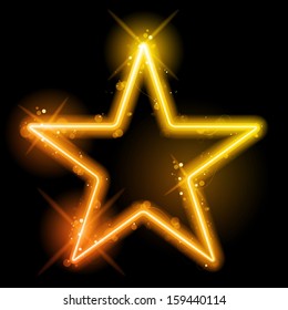 Vector - Glowing Neon Yellow Orange Star