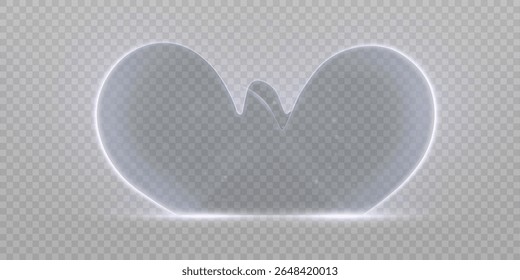 Forma de pulso brilhante do vetor com faíscas suaves e halo claro no fundo transparente. Onda de energia futurista para logotipos, efeitos de interface do usuário, apresentações e imagens técnicas abstratas.