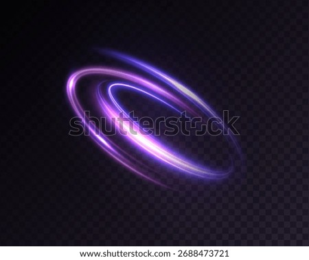 Vector glowing purple-blue circular energy vortex ring on dark black background, for game design portals and digital overlays.
