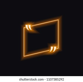 Vector Glowing Quote Frame Template, Orange Shining Lines.