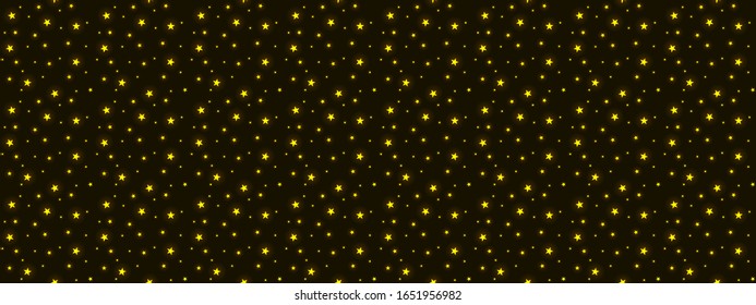 Vector Glowing Star Background, Seamless Pattern, Shiny Star on the Dark Sky, Illustration Template.