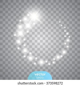 Vector glowing stars, lights and sparkles. Transparent effects