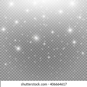 Vector Glowing Stars, Lights And Sparkles. Transparent Effects