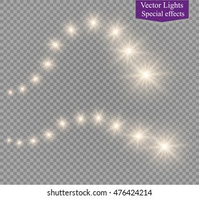 Vector glowing stars, lights and sparkles. Transparent effects