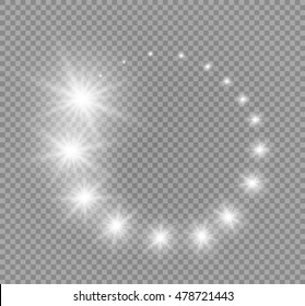 Vector glowing stars, lights and sparkles. Transparent effects