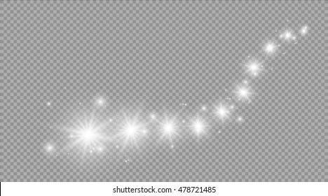 Vector glowing stars, lights and sparkles. Transparent effects