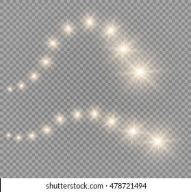 Vector glowing stars, lights and sparkles. Transparent effects