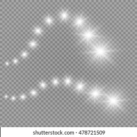 Vector glowing stars, lights and sparkles. Transparent effects