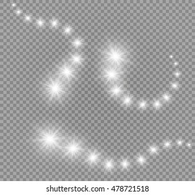Vector glowing stars, lights and sparkles. Transparent effects