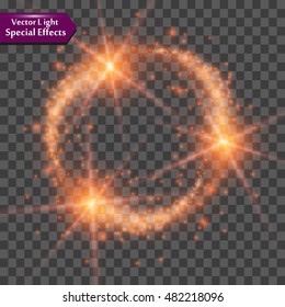 Vector glowing stars, lights and sparkles. Transparent effects