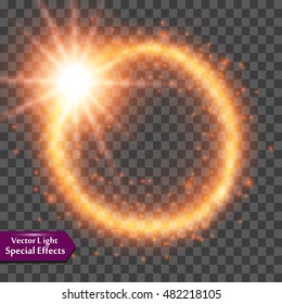 Vector glowing stars, lights and sparkles. Transparent effects