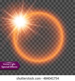 Vector glowing stars, lights and sparkles. Transparent effects