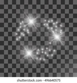 Vector glowing stars, lights and sparkles. Transparent effects