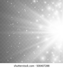 Vector glowing stars, lights and sparkles. Transparent effects